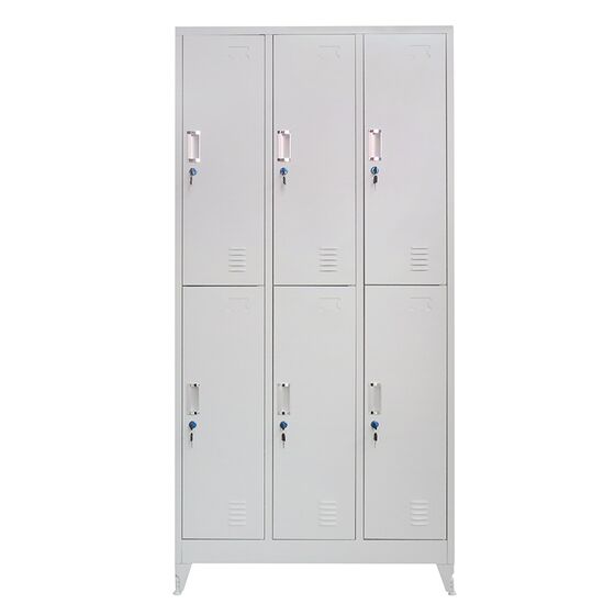 STEELEN Μεταλλική Ντουλάπα - Φοριαμός (Locker) 90x45x190cm 6 Ντουλάπια-12 Αποθηκευτικοί Χώροι Πάχος 0.4mm με Ρυθμιζόμενα Πόδια 48kg Γκρι Ανοιχτό