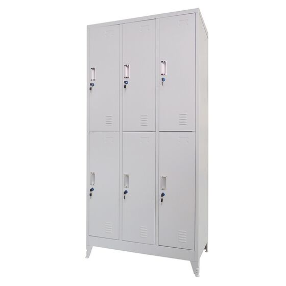 STEELEN Μεταλλική Ντουλάπα - Φοριαμός (Locker) 90x45x190cm 6 Ντουλάπια-12 Αποθηκευτικοί Χώροι Πάχος 0.4mm με Ρυθμιζόμενα Πόδια 48kg Γκρι Ανοιχτό