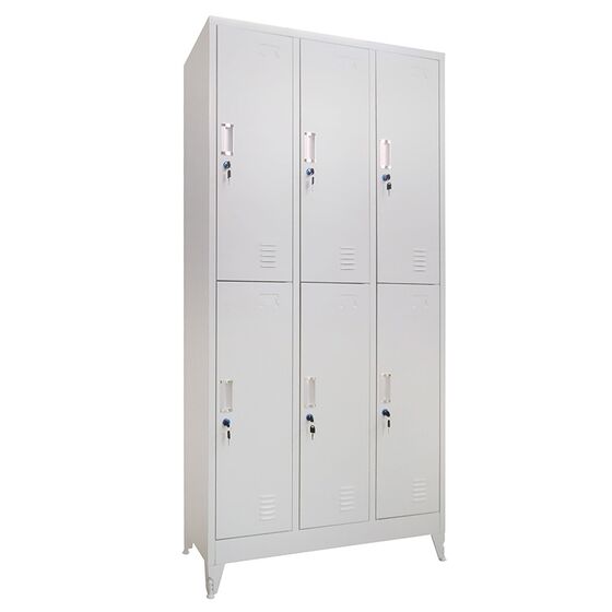 STEELEN Μεταλλική Ντουλάπα - Φοριαμός (Locker) 90x45x190cm 6 Ντουλάπια-12 Αποθηκευτικοί Χώροι Πάχος 0.4mm με Ρυθμιζόμενα Πόδια 48kg Γκρι Ανοιχτό