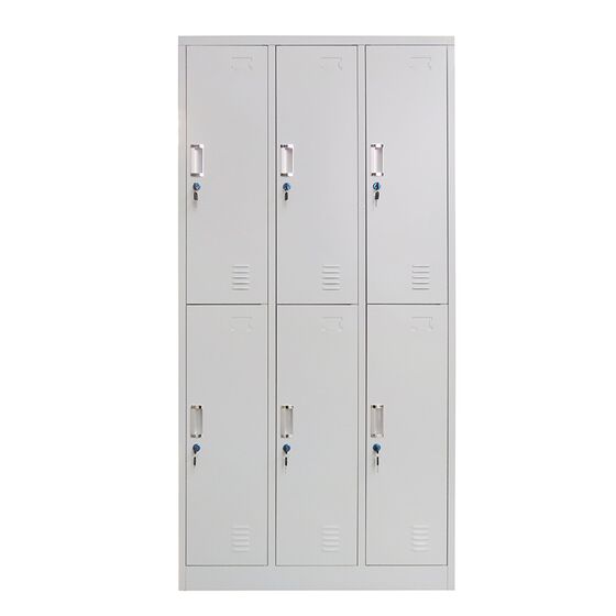 STEELEN Μεταλλική Ντουλάπα - Φοριαμός (Locker) 90x45x180cm 6 Ντουλάπια-12 Αποθηκευτικοί Χώροι ΧΩΡΙΣ ΠΟΔΙΑ Πάχος 0.4mm 48kg Γκρι Ανοιχτό
