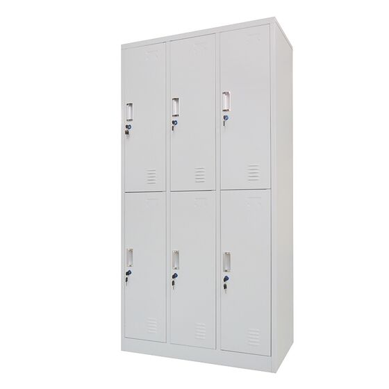 STEELEN Μεταλλική Ντουλάπα - Φοριαμός (Locker) 90x45x180cm 6 Ντουλάπια-12 Αποθηκευτικοί Χώροι ΧΩΡΙΣ ΠΟΔΙΑ Πάχος 0.4mm 48kg Γκρι Ανοιχτό