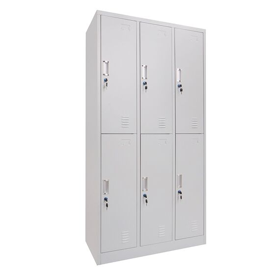 STEELEN Μεταλλική Ντουλάπα - Φοριαμός (Locker) 90x45x180cm 6 Ντουλάπια-12 Αποθηκευτικοί Χώροι ΧΩΡΙΣ ΠΟΔΙΑ Πάχος 0.4mm 48kg Γκρι Ανοιχτό
