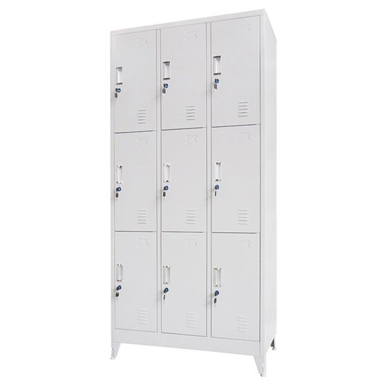 STEELEN Μεταλλική Ντουλάπα - Φοριαμός (Locker) 90x45x195cm 9 Ντουλάπια Πάχος 0.4mm με Ρυθμιζόμενα Πόδια 50kg Γκρι Ανοιχτό