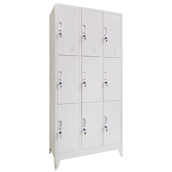 STEELEN Μεταλλική Ντουλάπα - Φοριαμός (Locker) 90x45x195cm 9 Ντουλάπια Πάχος 0.4mm με Ρυθμιζόμενα Πόδια 50kg Γκρι Ανοιχτό