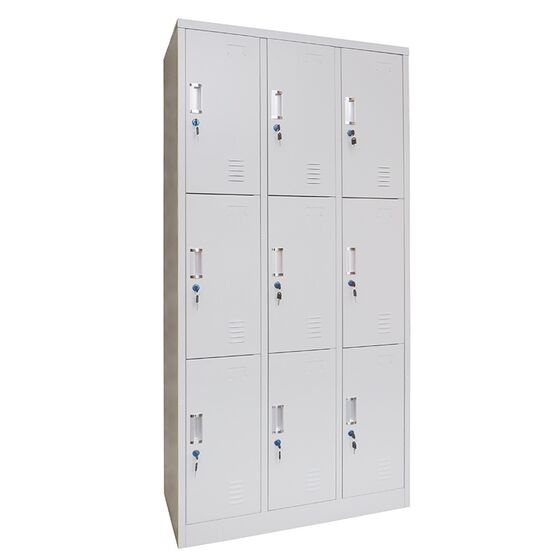 STEELEN Μεταλλική Ντουλάπα - Φοριαμός (Locker) 90x45x185cm 9 Ντουλάπια ΧΩΡΙΣ ΠΟΔΙΑ Πάχος 0.4mm 50kg Γκρι Ανοιχτό