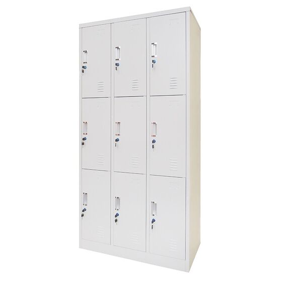 STEELEN Μεταλλική Ντουλάπα - Φοριαμός (Locker) 90x45x185cm 9 Ντουλάπια ΧΩΡΙΣ ΠΟΔΙΑ Πάχος 0.4mm 50kg Γκρι Ανοιχτό