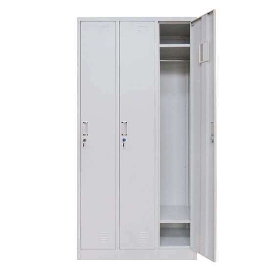STEELEN Μεταλλική Ντουλάπα - Φοριαμός (Locker) 90x45x185cm 3φυλλη 51kg Ανοικτό Γκρι ΧΩΡΙΣ ΠΟΔΙΑ Πάχος 0.4mm