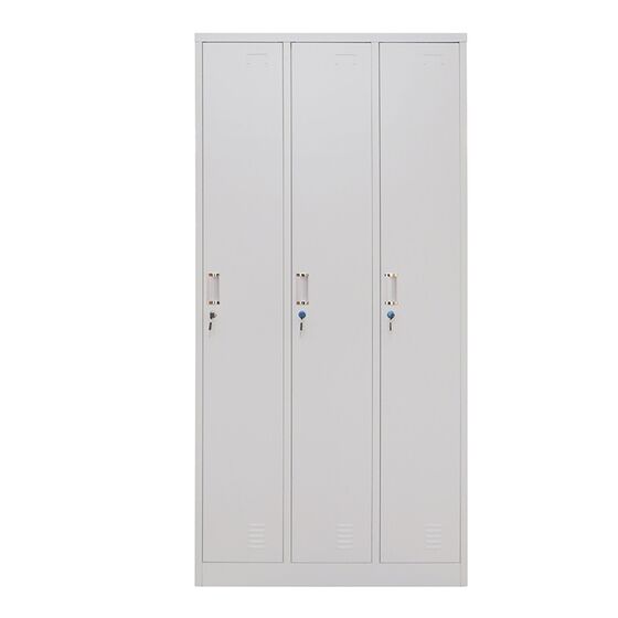 STEELEN Μεταλλική Ντουλάπα - Φοριαμός (Locker) 90x45x185cm 3φυλλη 51kg Ανοικτό Γκρι ΧΩΡΙΣ ΠΟΔΙΑ Πάχος 0.4mm