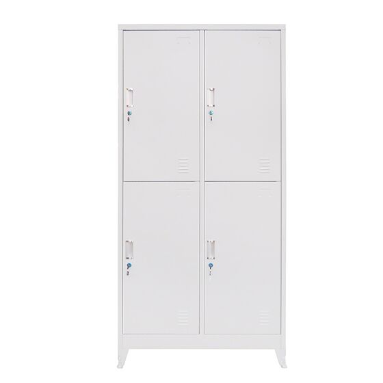 STEELEN Μεταλλική Ντουλάπα - Φοριαμός (Locker) 90x45x190cm 4 Θέσεων Πάχος 0.4mm με Ρυθμιζόμενα Πόδια 46kg Γκρι Ανοιχτό
