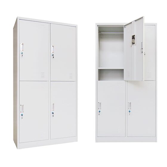 STEELEN Μεταλλική Ντουλάπα - Φοριαμός (Locker) 90x45x180cm 4 Θέσεων ΧΩΡΙΣ ΠΟΔΙΑ Πάχος 0.4mm 46kg Γκρι Ανοιχτό