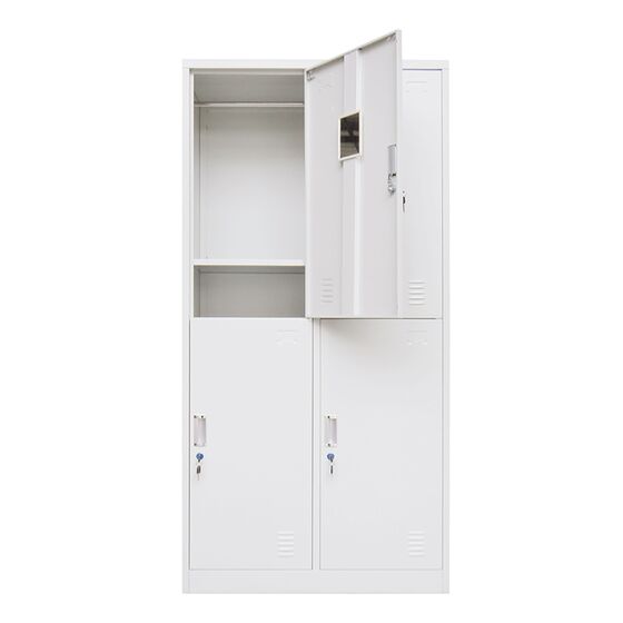 STEELEN Μεταλλική Ντουλάπα - Φοριαμός (Locker) 90x45x180cm 4 Θέσεων ΧΩΡΙΣ ΠΟΔΙΑ Πάχος 0.4mm 46kg Γκρι Ανοιχτό