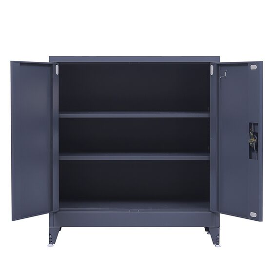 STEELEN Μεταλλική Ντουλάπα 90x45x101cm Πάχους 0.6mm/0.8mm (πάτωμα) Γαλβανιζέ με 2 Ράφια και Ρυθμιζόμενα Πόδια - 3 Αποθηκευτικοί Χώροι Ανθρακί Ματ