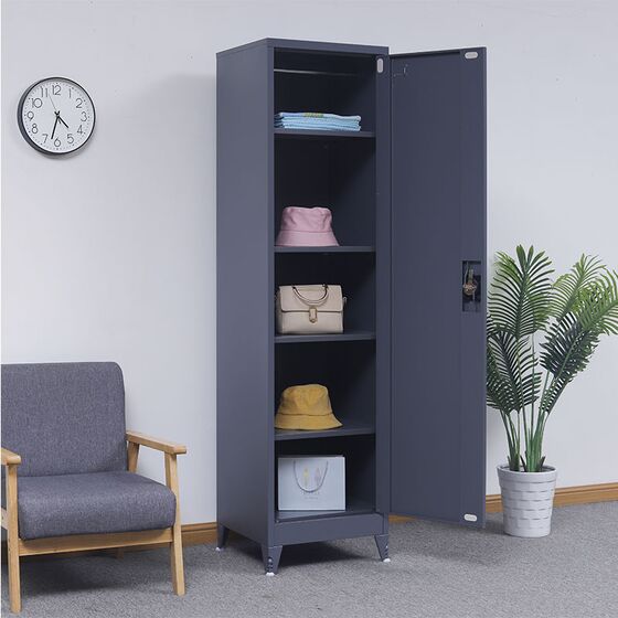 STEELEN Μεταλλική Ντουλάπα 50x45x191cm Πάχους 0.6mm/0.8mm (πάτωμα) Γαλβανιζέ με 4 Ράφια και Ρυθμιζόμενα Πόδια - 5 Αποθηκευτικοί Χώροι Ανθρακί Ματ