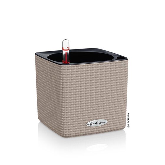 LECHUZA Cube Color16 Επιτραπέζια Γλάστρα 17x17x16cm Αυτοποτιζόμενη με Δοχείο Sand Brown Γερμανίας RedDot Award 2014/German Design Award 2016