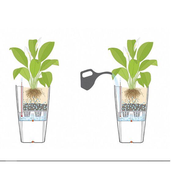 LECHUZA Cubico Color 22 Επιδαπέδια Γλάστρα 22x22x41cm Αυτοποτιζόμενη με Δοχείο Φύτευσης SAND BROWN Ματ Γερμανίας