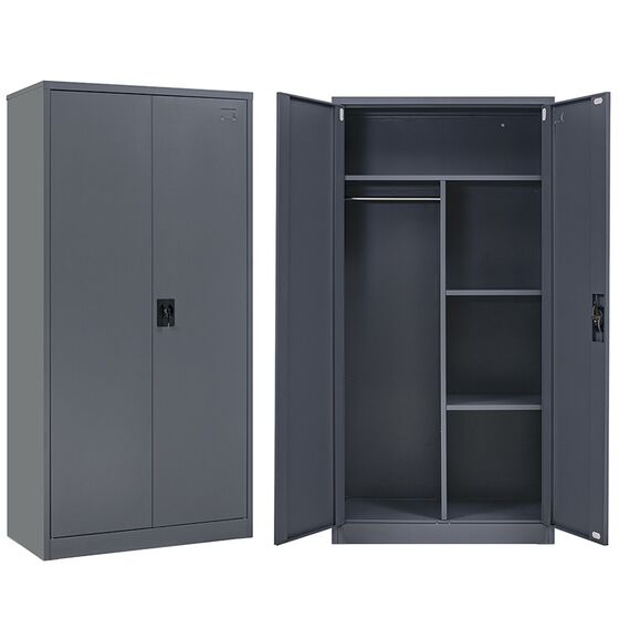 STEELEN Μεταλλική Ντουλάπα 70x40x171cm Πάχους 0.6mm/0.8mm (πάτωμα) ΧΩΡΙΣ ΠΟΔΙΑ Γαλβανιζέ με Χώρισμα - 5 Αποθηκευτικοί Χώροι Ανθρακί Ματ