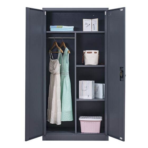 STEELEN Μεταλλική Ντουλάπα 90x45x181cm Πάχους 0.6mm/0.8mm (πάτωμα) Γαλβανιζέ με Χώρισμα - 5 Αποθηκευτικοί Χώροι Ανθρακί Ματ ΧΩΡΙΣ ΠΟΔΙΑ