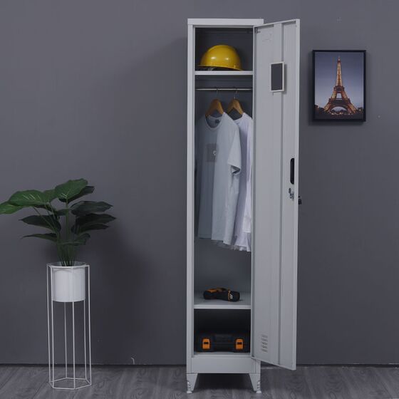 STEELEN Μεταλλική Ντουλάπα-Φοριαμός (Locker) 38x45x191cm Μονόφυλλη 23.5kg Πάχος 0.4mm Ανοικτό Γκρι 2 Ράφια- 3 Αποθηκευτικοί Χώροι 4 Ρυθμιζόμενα Πόδια