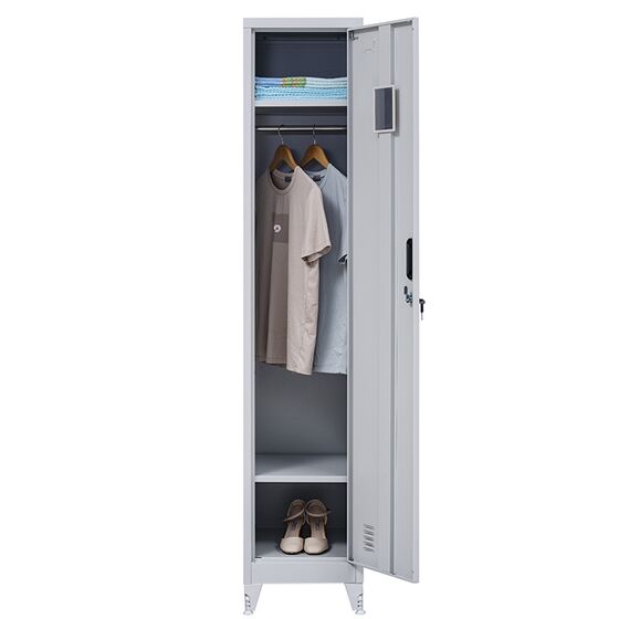 STEELEN Μεταλλική Ντουλάπα-Φοριαμός (Locker) 38x45x191cm Μονόφυλλη 23.5kg Πάχος 0.4mm Ανοικτό Γκρι 2 Ράφια- 3 Αποθηκευτικοί Χώροι 4 Ρυθμιζόμενα Πόδια