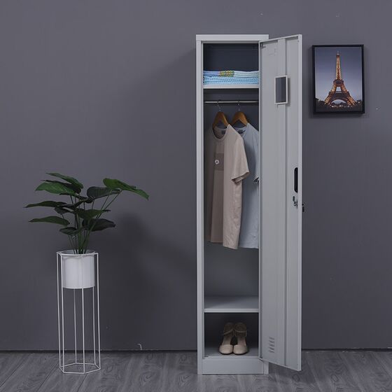 STEELEN Μεταλλική Ντουλάπα-Φοριαμός (Locker) 38x45x181cm Μονόφυλλη 23.5kg Πάχος 0.4mm Ανοικτό Γκρι 2 Ράφια- 3 Αποθηκευτικοί Χώροι ΧΩΡΙΣ ΠΟΔΙΑ