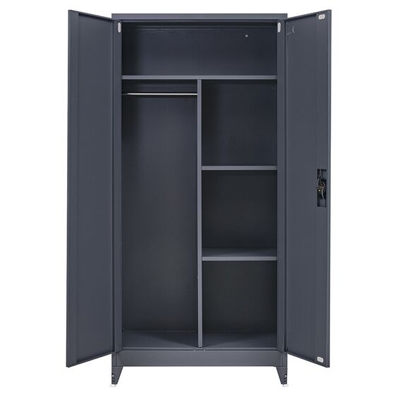 STEELEN Μεταλλική Ντουλάπα 70x40x181cm Πάχους 0.6mm/0.8mm (πάτωμα) Γαλβανιζέ με Χώρισμα και Ρυθμιζόμενα Πόδια - 5 Αποθηκευτικοί Χώροι Ανθρακί Ματ