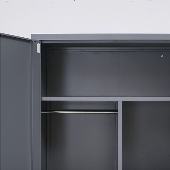 STEELEN Μεταλλική Ντουλάπα 70x40x181cm Πάχους 0.6mm/0.8mm (πάτωμα) Γαλβανιζέ με Χώρισμα και Ρυθμιζόμενα Πόδια - 5 Αποθηκευτικοί Χώροι Ανθρακί Ματ