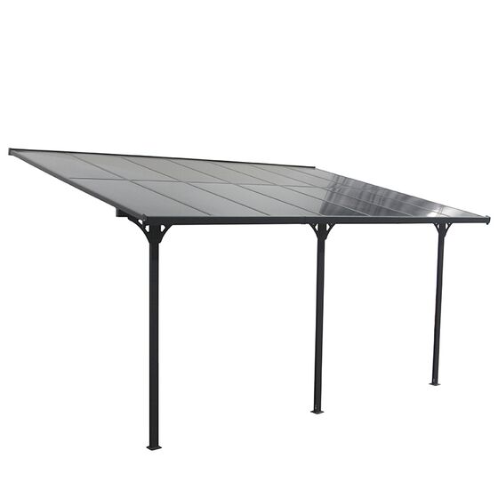 VESTA Στέγαστρο Κήπου/Βεράντας/Γκαράζ 435x300cm Αλουμίνιο Πάχους 0.8-1mm Πολυκαρμπονικό Πάνελ Πάχους 6mm Επιφάνεια 13,05m2 Ανθρακί-Διάφανο Ανθρακί