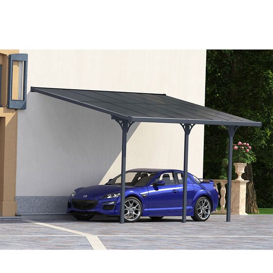 VESTA Στέγαστρο ΚήπουΒεράνταςΓκαράζ 435x300cm Αλουμίνιο Πάχους 0.8-1mm Πολυκαρμπονικό Πάνελ Πάχους 6mm Επιφάνεια 13,05m2 Ανθρακί-Διάφανο Ανθρακί