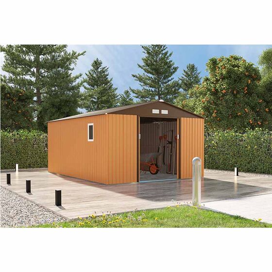 STEELEN Μεταλλική Αποθήκη Κήπου - Σπιτάκι Κήπου 340x446x220cm (11.2'x14.6') 14.4m² Γαλβανιζέ με Παράθυρο Archer Plus H Καφέ