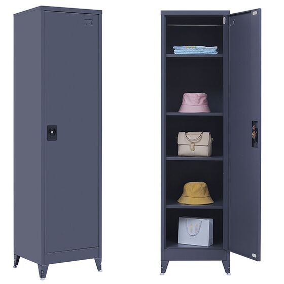 STEELEN Μεταλλική Ντουλάπα 50x45x191cm Πάχους 0.6mm/0.8mm (πάτωμα) Γαλβανιζέ με 4 Ράφια και Ρυθμιζόμενα Πόδια - 5 Αποθηκευτικοί Χώροι Ανθρακί Ματ