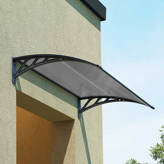 VESTA Στέγαστρο Πόρτας/Παραθύρου 120x80cm Πλαστικό ABS Αλουμίνιο Πάχους 1mm Πολυκαρμπονικό Πάνελ Πάχους 5mm 4kg Ανθρακί-Διάφανο Ανθρακί