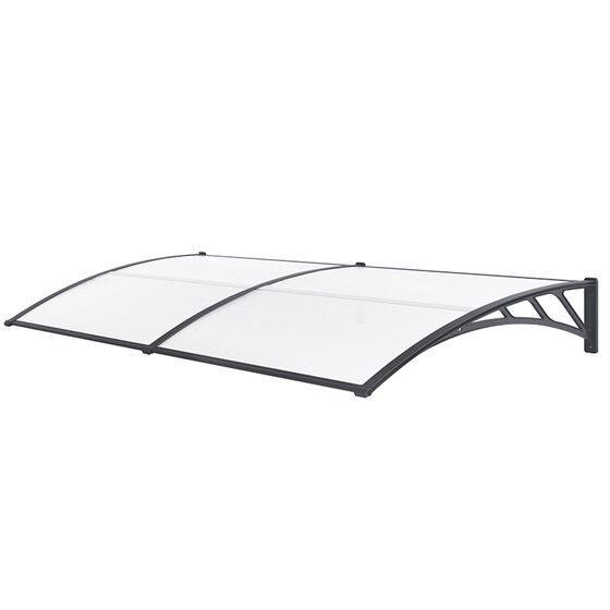 VESTA Στέγαστρο Πόρτας/Παραθύρου 200x100cm Πλαστικό ABS Αλουμίνιο Πάχους 1mm Πολυκαρμπονικό Πάνελ Πάχους 5mm 6.70kg Ανθρακί-Διάφανο