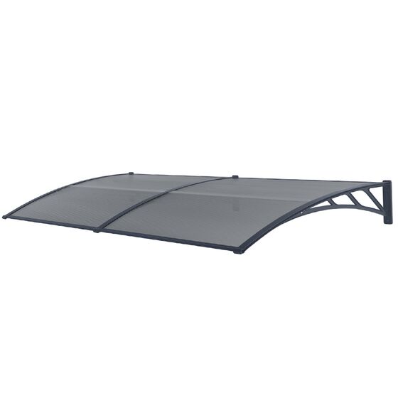 VESTA Στέγαστρο Πόρτας/Παραθύρου 200x100cm Πλαστικό ABS Αλουμίνιο Πάχους 1mm Πολυκαρμπονικό Πάνελ Πάχους 5mm 6.70kg Ανθρακί-Διάφανο Ανθρακί