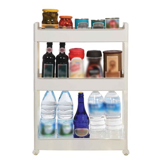 Τρόλεϊ Κουζίνας/Μπάνιου 49.5x14x80cm Πλαστικό 3όροφο με Ρόδες Λευκό