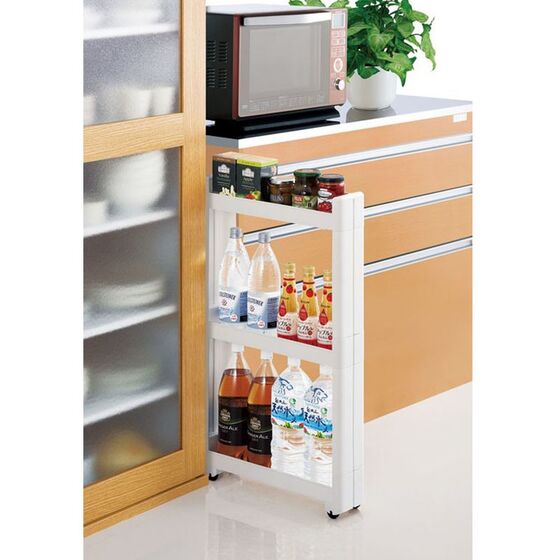 Τρόλεϊ Κουζίνας/Μπάνιου 49.5x14x68cm Πλαστικό 3όροφο με Ρόδες Λευκό