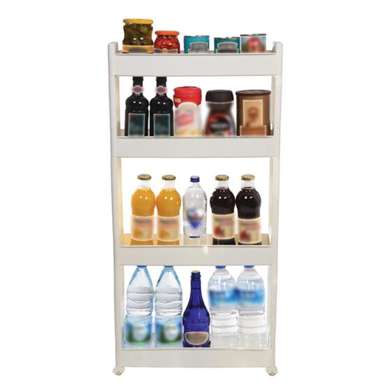 Τρόλεϊ Κουζίνας/Μπάνιου 49.5x14x101cm Πλαστικό 4όροφο με Ρόδες Λευκό