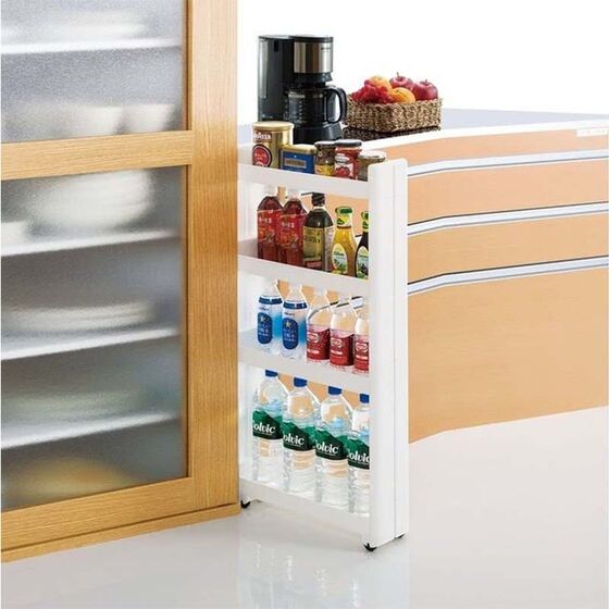 Τρόλεϊ Κουζίνας/Μπάνιου 49.5x14x101cm Πλαστικό 4όροφο με Ρόδες Λευκό