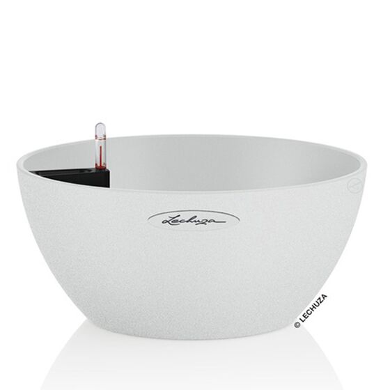 LECHUZA Cubeto Color40 Επιτραπέζια Γλάστρα Ø40x18.3cm Αυτοποτιζόμενη με Δοχείο Φύτευσης 11.5lt QUARTZ WHITE με Όψη Πέτρας Γερμανίας