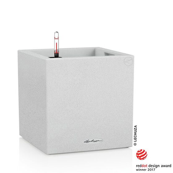 LECHUZA Canto Color Κύβος 30 Επιδαπέδια Γλάστρα 30x30x30cm Αυτοποτιζόμενη με Δοχείο QUARTZ WHITE Γερμανίας