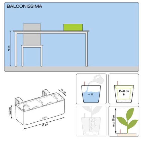 LECHUZA Cube Color Triple Ζαρντινιέρα-Κασπώ 40x14x13.5cm Αυτοποτιζόμενη με Εσωτερικό Δοχείο Sand Brown Γερμανίας