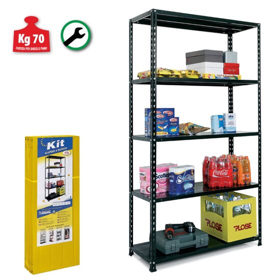 BIZZOTTO ITALY Μεταλλική Ραφιέρα Dexion 5όροφη 100x40x188cm 13.65kg MAX Αντοχή 350kg Μαύρη KIT(02B200N)