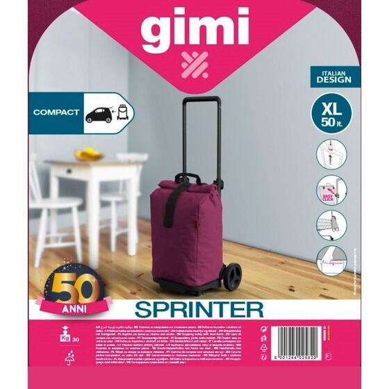 GIMI Ιταλίας Καρότσι Λαϊκής XL 50lt Μεταλλικό με Τσάντα Πολυεστέρα Τηλεσκοπικό Χερούλι Αντοχής 30kg SPRINTER VIOLET Μωβ