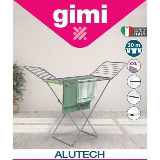 GIMI Απλώστρα Ρούχων Αλουμινίου 172x56x93cm 3φυλλη Μεταλλικά Βαμμένα Πόδια Άπλωμα 20m Αντοχή 20kg CRONO ALUTECH Ιταλίας
