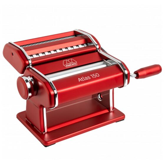 MARCATO Ιταλίας ATLAS150 DESIGN ΑΛΟΥΜΙΝΙΟ Ανοδιωμένο Βαμμένο Μηχανή Φύλλου και Ζυμαρικών 20x20x15.5cm Διαιρούμενη MAX Πλάτος Ζύμης 15cm Βάρος 1.68kg Κόκκινο