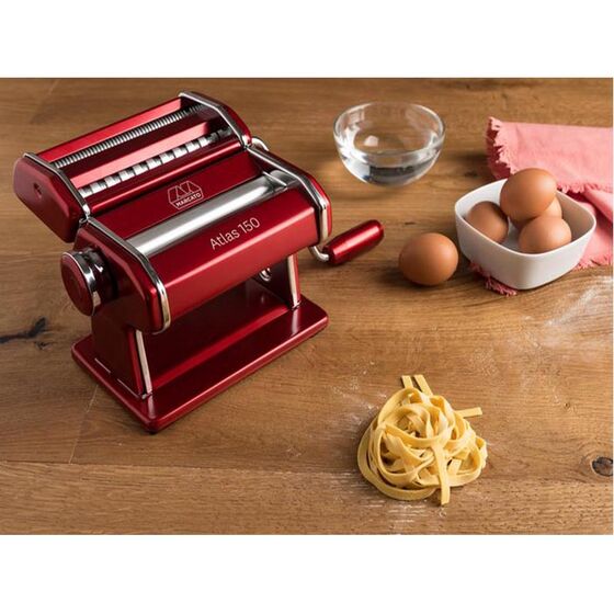 MARCATO Ιταλίας ATLAS150 DESIGN ΑΛΟΥΜΙΝΙΟ Ανοδιωμένο Βαμμένο Μηχανή Φύλλου και Ζυμαρικών 20x20x15.5cm Διαιρούμενη MAX Πλάτος Ζύμης 15cm Βάρος 1.68kg Κόκκινο