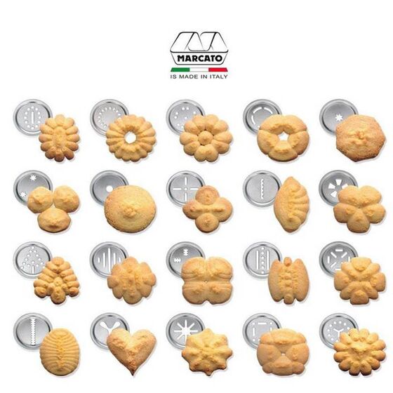 MARCATO Ιταλίας Μπισκοτομηχανή Design 2 Επιπέδων 5.5x5.5x21cm με 20 Κεφαλές για Μπισκότα Ανοδιωμένο Αλουμίνιο Κόκκινο