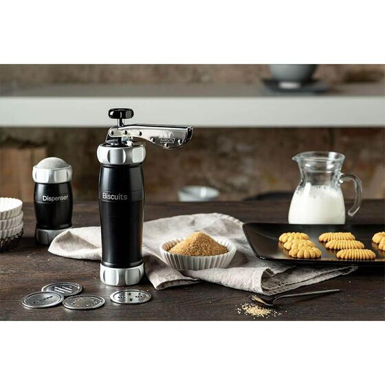 MARCATO Ιταλίας Μπισκοτομηχανή Design 2 Επιπέδων 5.5x5.5x21cm με 20 Κεφαλές για Μπισκότα Ανοδιωμένο Αλουμίνιο Μαύρο