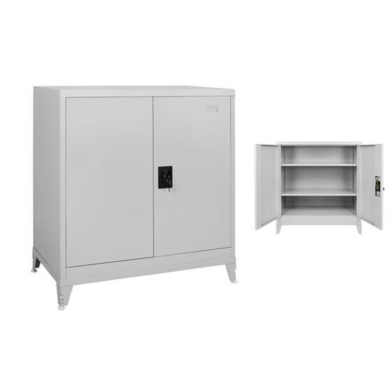 STEELEN Μεταλλική Ντουλάπα 100x45x101cm Πάχους 0.6mm/0.8mm (πάτωμα) Γαλβανιζέ με 2 Ράφια και Ρυθμιζόμενα Πόδια - 3 Αποθηκευτικοί Χώροι