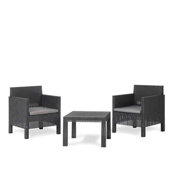 TOOMAX ITALY Καθιστικό-Σαλόνι Κήπου 2 Ατόμων + Τραπέζι Κήπου Πολυπροπυλένιο Rattan Ανθρακί PENELOPE 2 SEATS