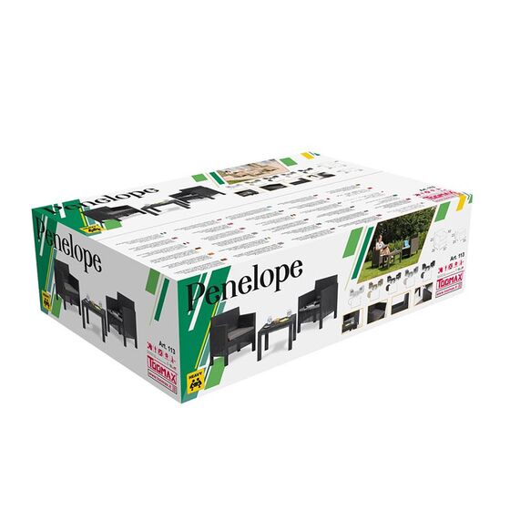 TOOMAX ITALY Καθιστικό-Σαλόνι Κήπου 2 Ατόμων + Τραπέζι Κήπου Πολυπροπυλένιο Rattan Ανθρακί PENELOPE 2 SEATS